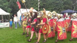 Roman Reenactment at the Amphitheatre in Caerleon Marching In [upl. by Eiltan]