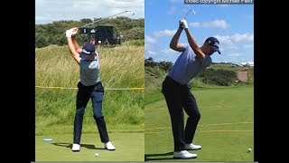 Justin Thomas golf swing  Long Iron faceon amp downtheline July 2017 [upl. by Mureil]